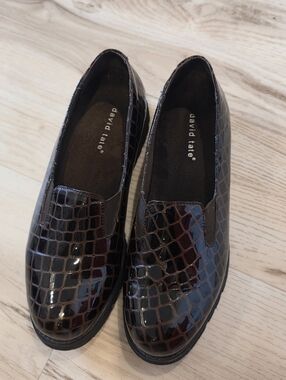 David Tate Pearl Brown Crocodile Patent Lug Sole Loafer Slip On 8